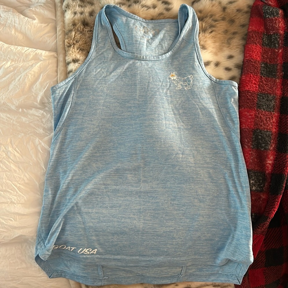 Goat USA blue tank top, size medium